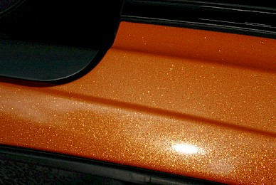 Vollverklebung Porsche Cayman Von Dunkelblau In Orange Glitzer Und Schwarz Matt  (Bild 10/15)