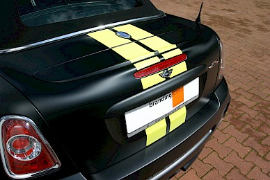 Vollverklebung Mini Roadster Jcw Von Anthrazit In Schwarz Matt Mit Dekoren Sport Stripes  (Bild 2/10)