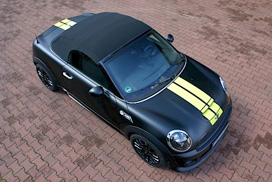 Vollverklebung Mini Roadster Jcw Von Anthrazit In Schwarz Matt Mit Dekoren Sport Stripes  (Bild 5/10)
