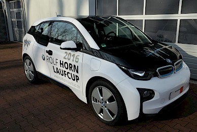 Fahrzeugbeschriftung Bmw I3 Lauf Cup Begleitfahrzeug  (Bild 2/5)