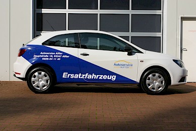 Fahrzeugbeschriftung Seat Ibiza Autoservice Alfter 