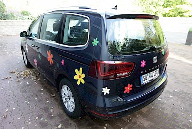 Dekorbeklebung Eines Vw Sharan Mit Prilblumen  (Bild 5/6)