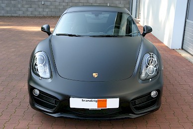 Porsche Cayman S Vollverklebung Von Gelb Auf Mattschwarz  (Bild 3/10)